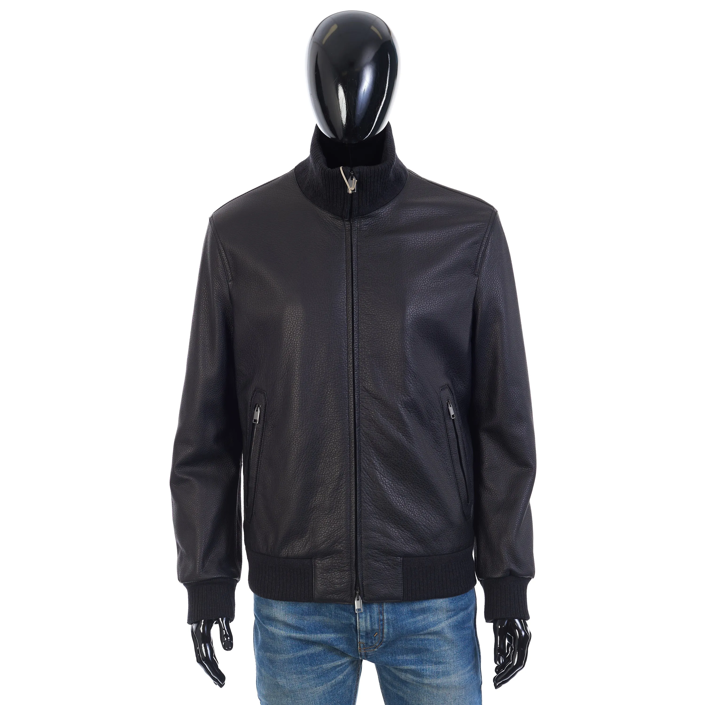Iconic Bomber Jacket In Black Leather
