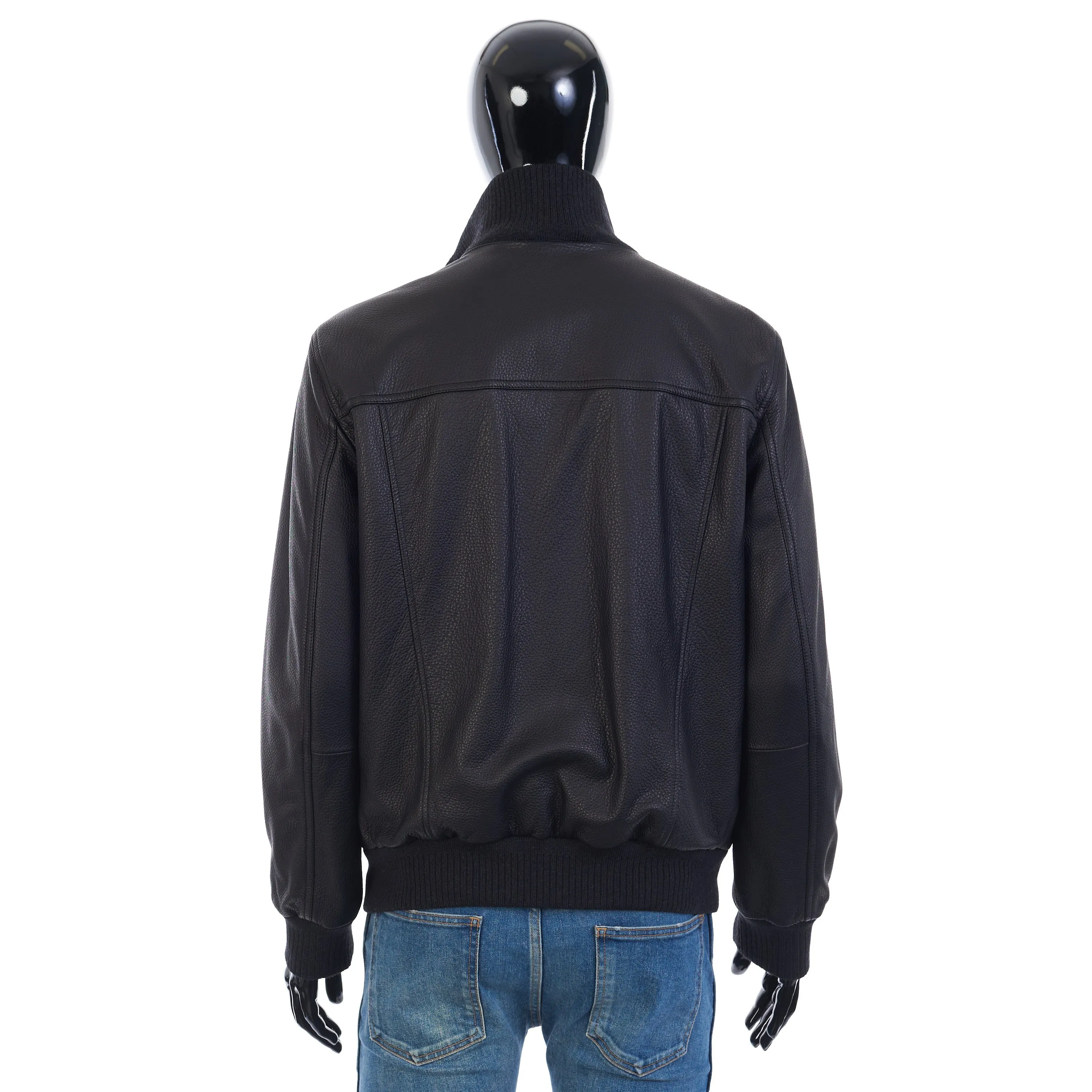 Iconic Bomber Jacket In Black Leather