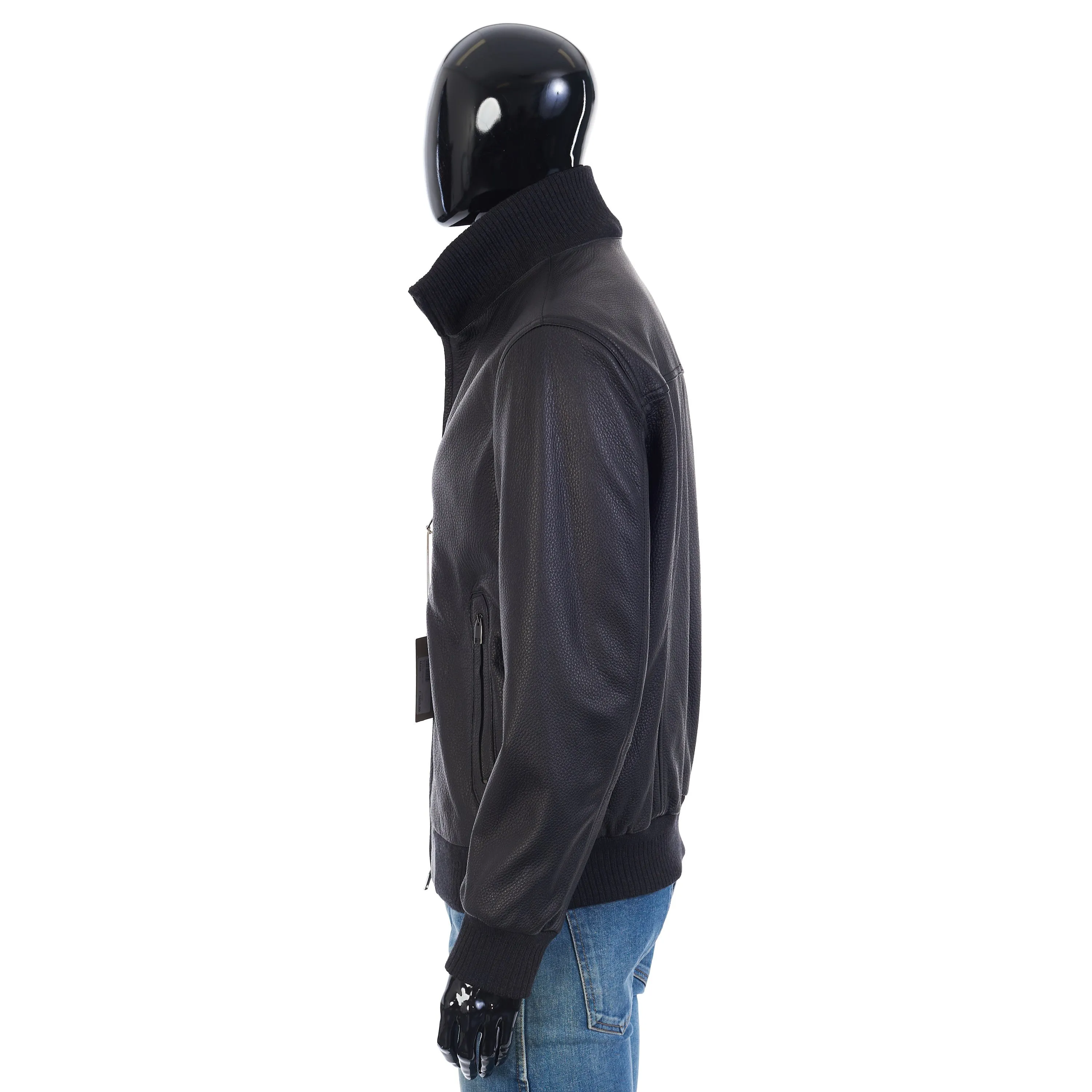 Iconic Bomber Jacket In Black Leather