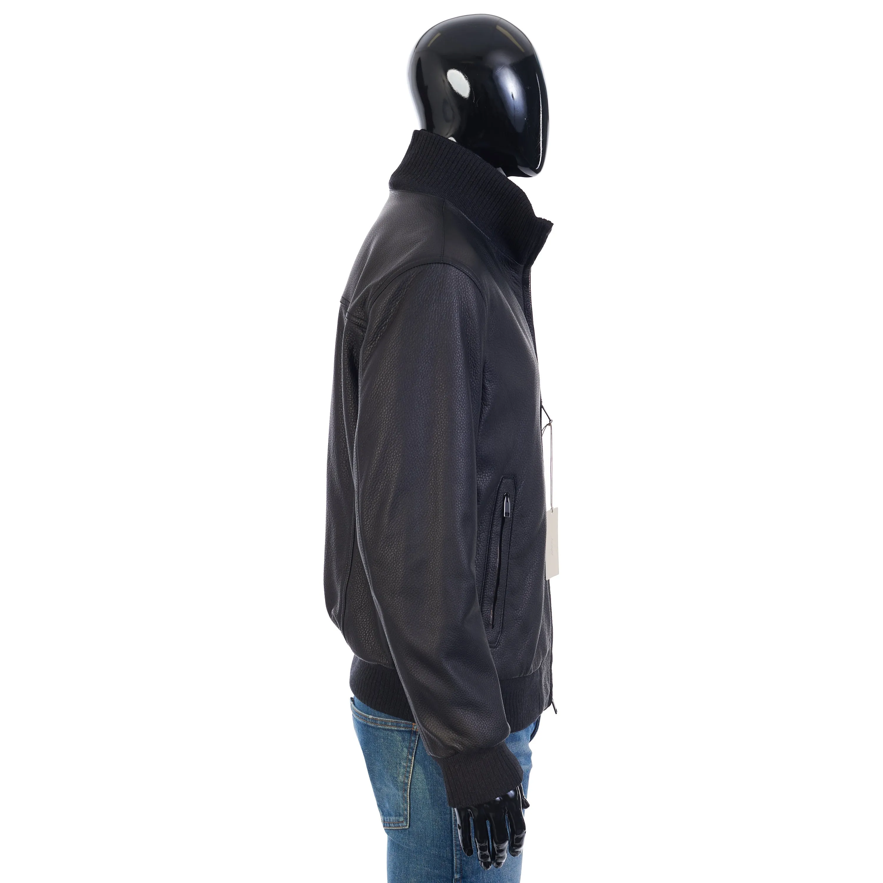 Iconic Bomber Jacket In Black Leather