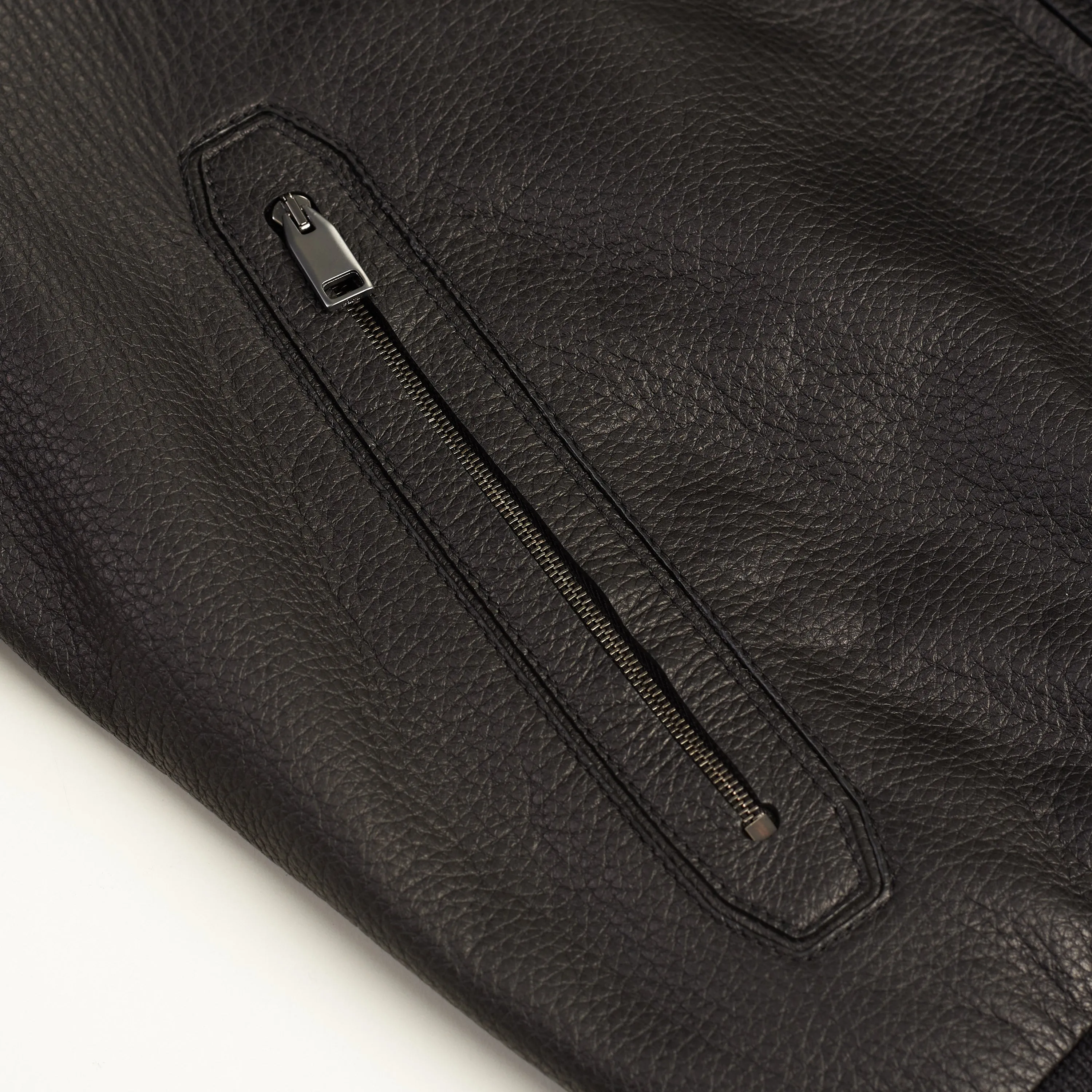 Iconic Bomber Jacket In Black Leather
