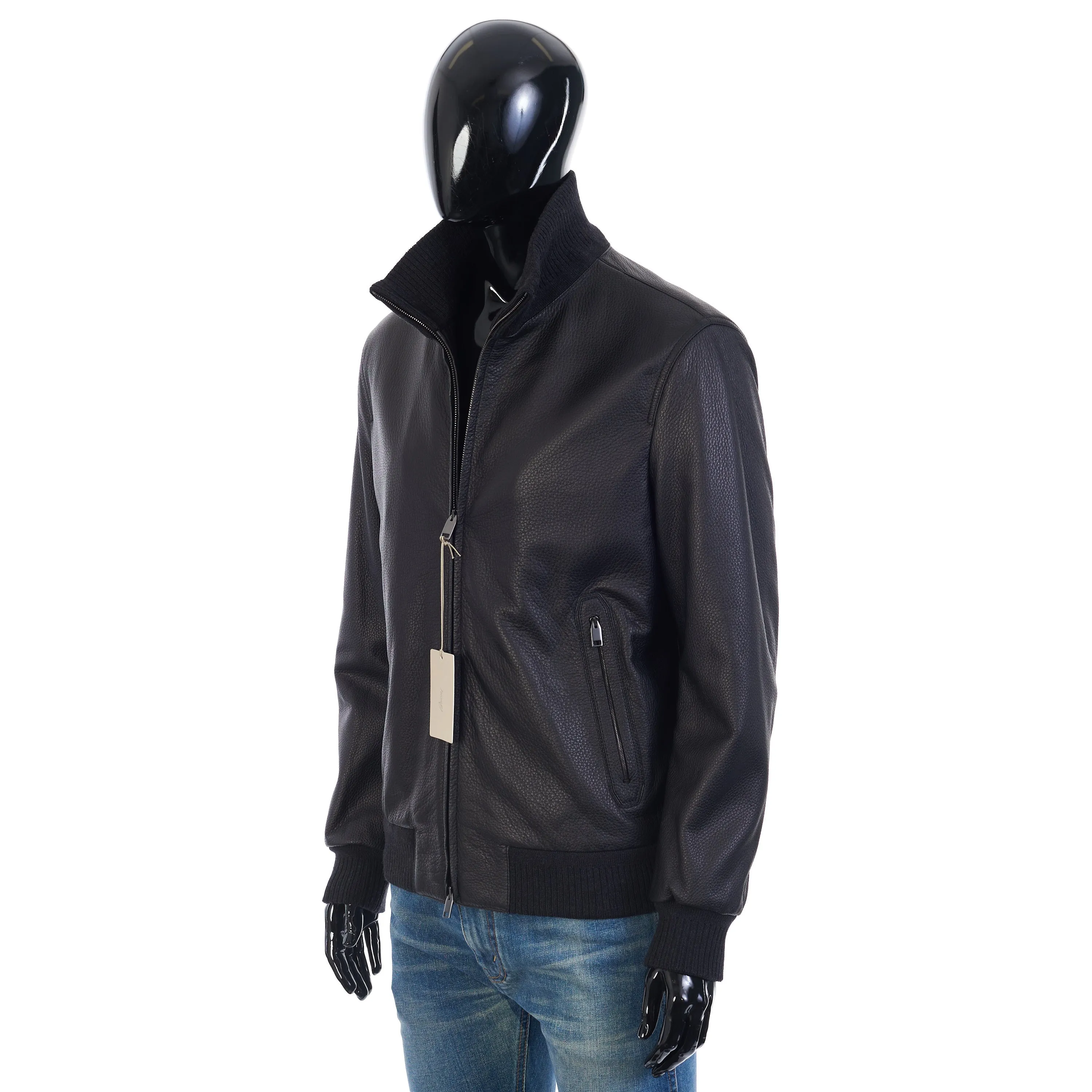 Iconic Bomber Jacket In Black Leather