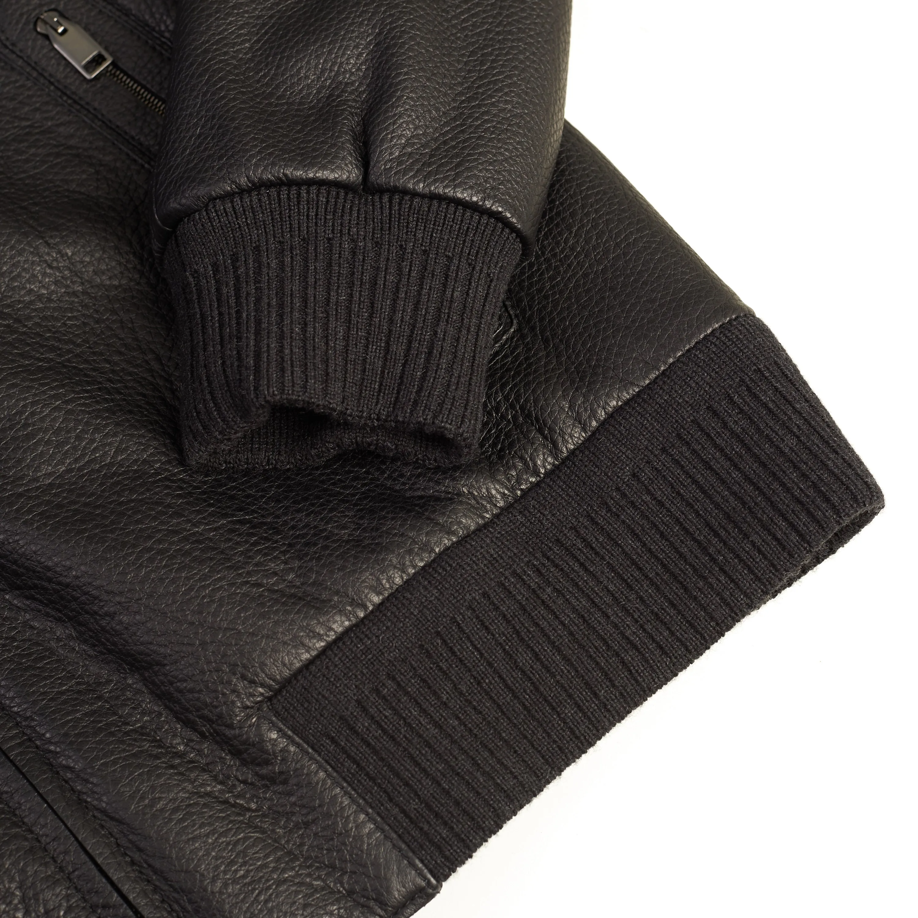 Iconic Bomber Jacket In Black Leather