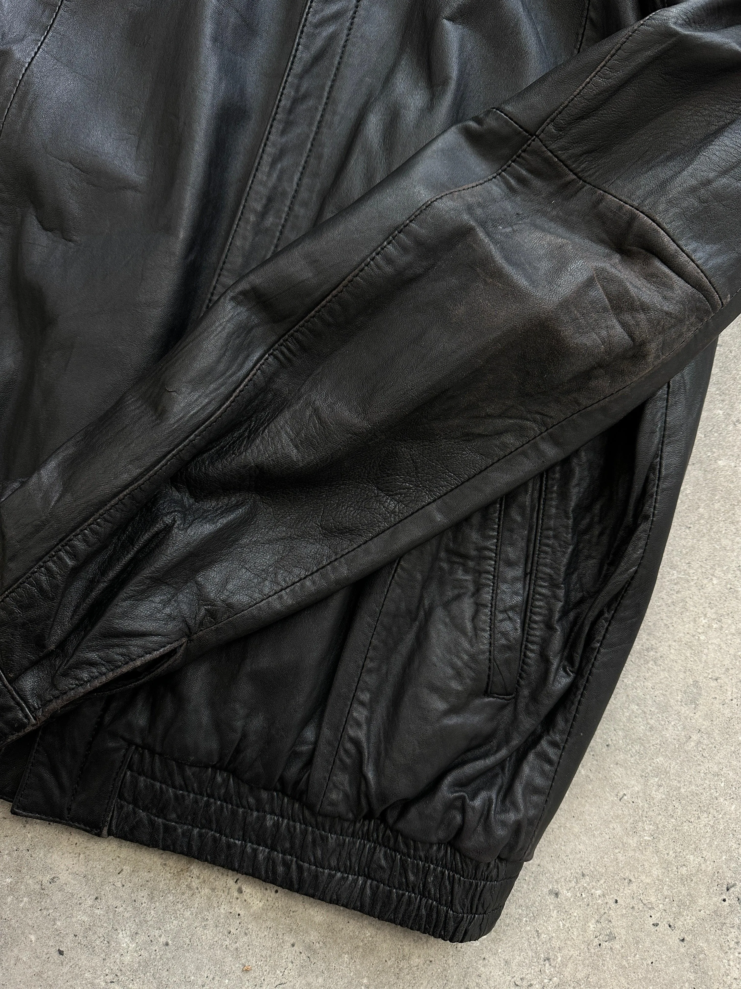 Italian Vintage Leather Bomber Jacket - M
