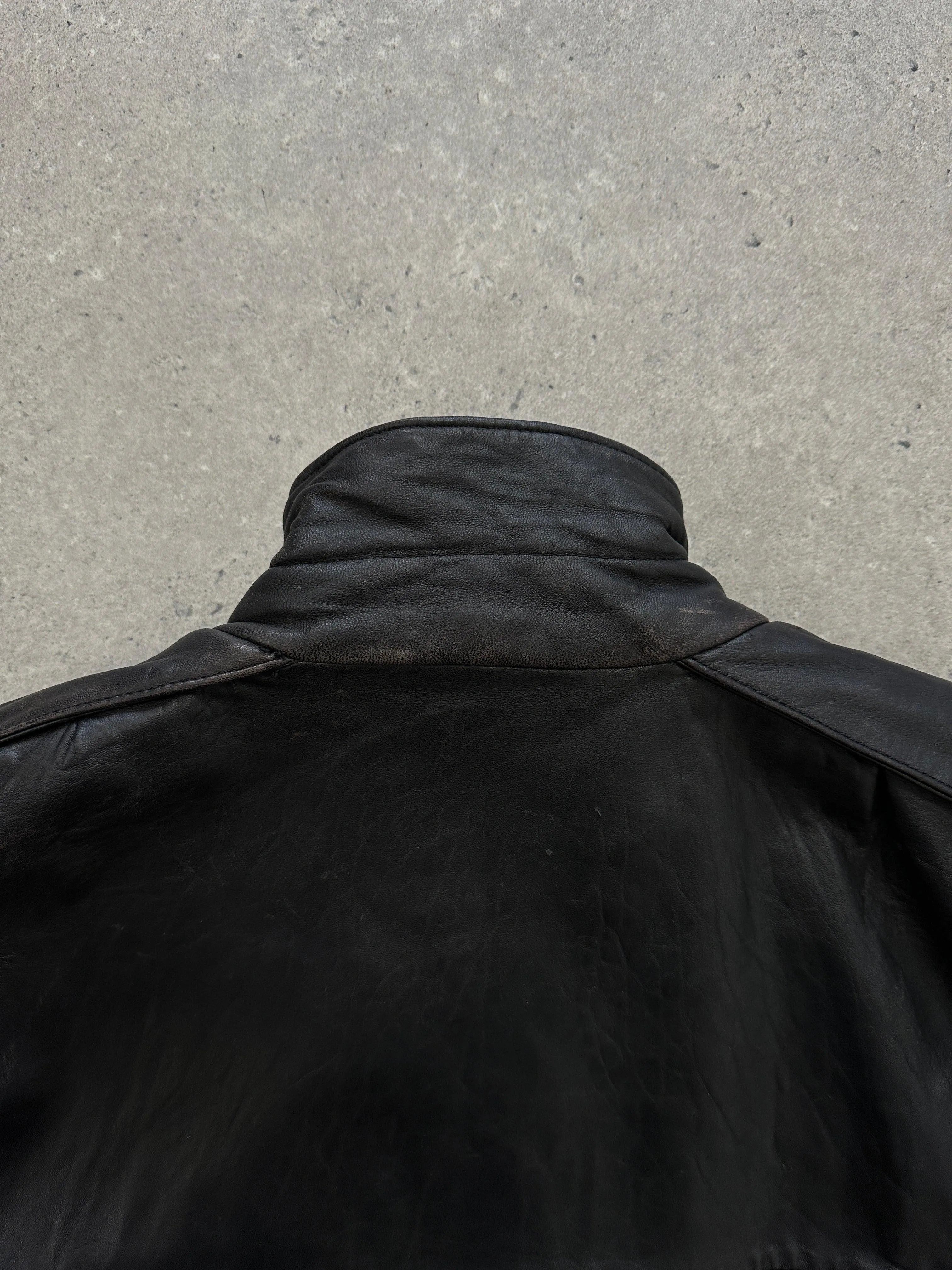 Italian Vintage Leather Bomber Jacket - M