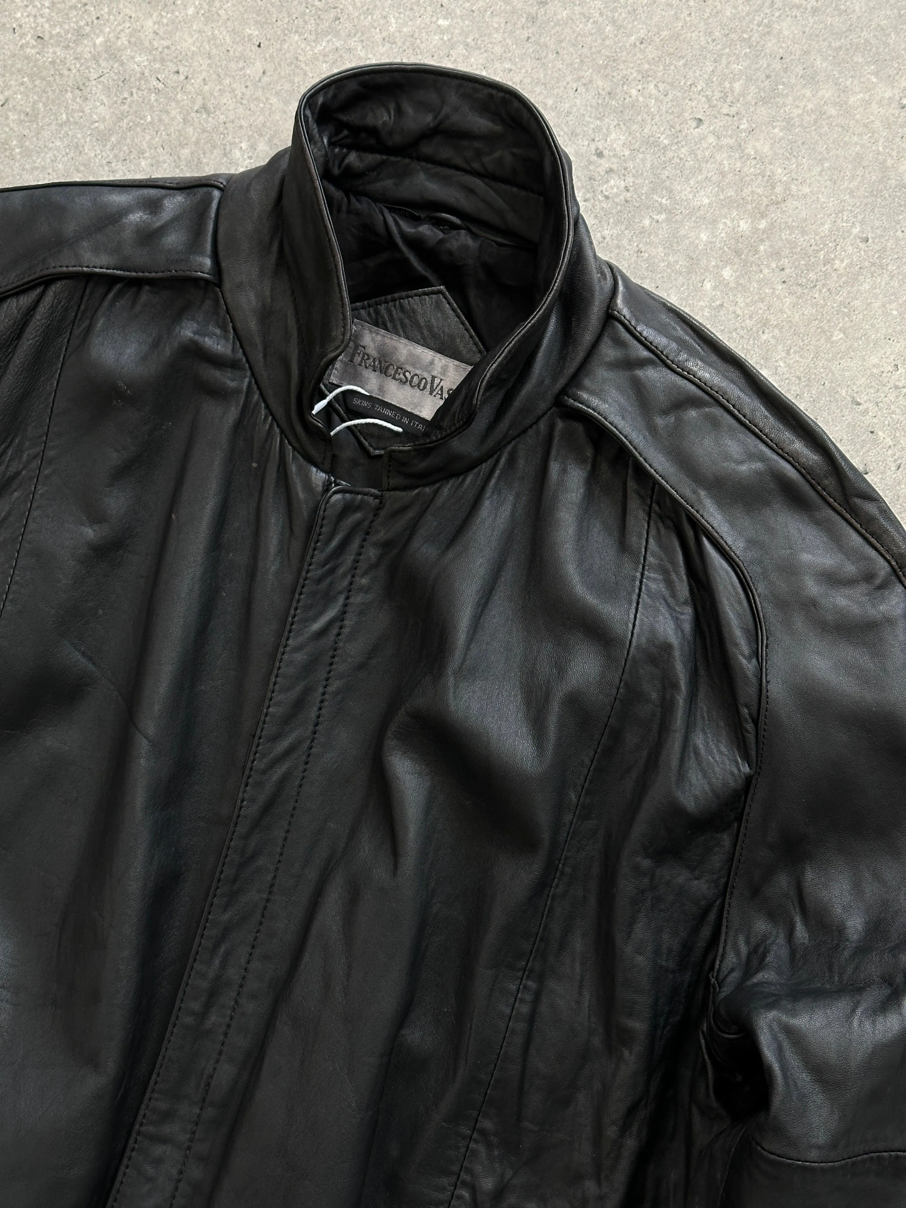 Italian Vintage Leather Bomber Jacket - M