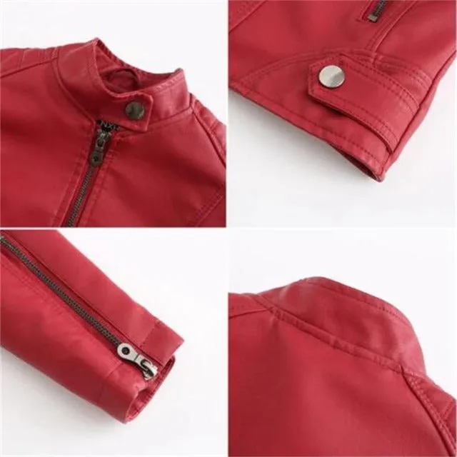 Jacket made of synthetic leather, a casual item with a sophisticated, feminine style