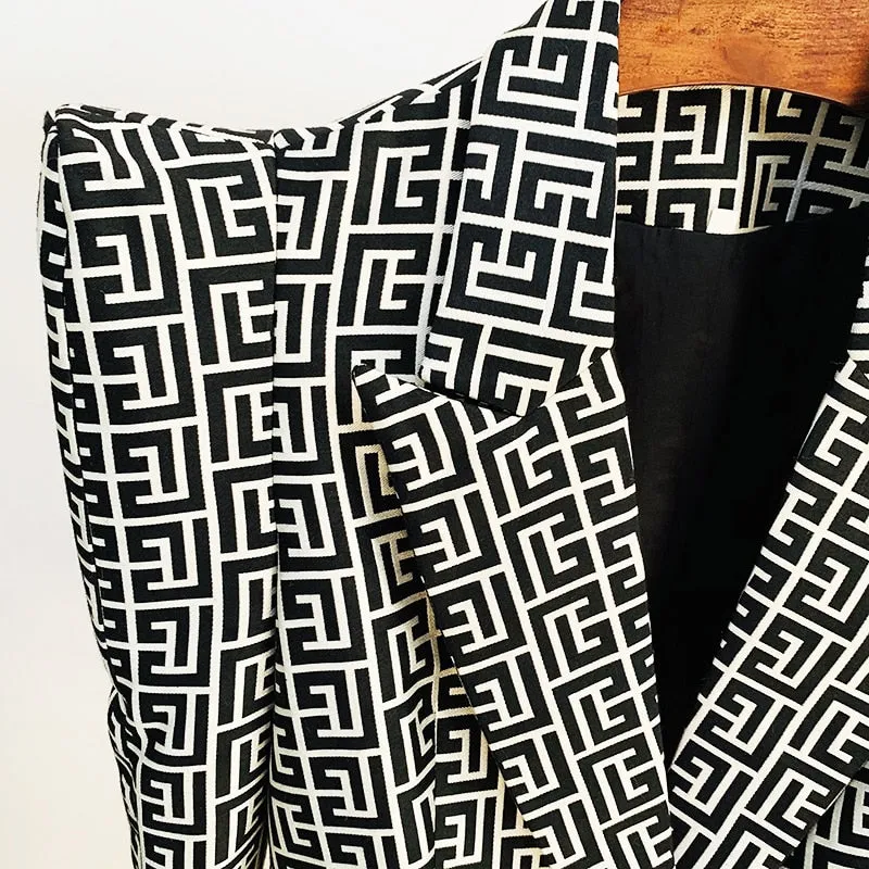 Jacquard Single Button Blazer