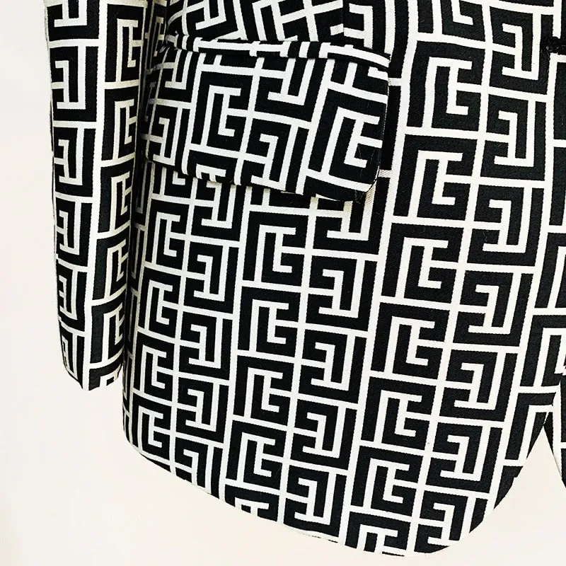 Jacquard Single Button Blazer