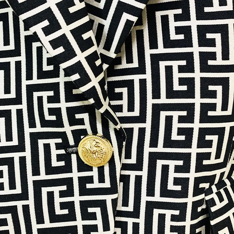 Jacquard Single Button Blazer
