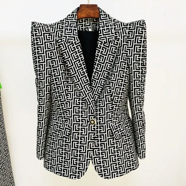 Jacquard Single Button Blazer