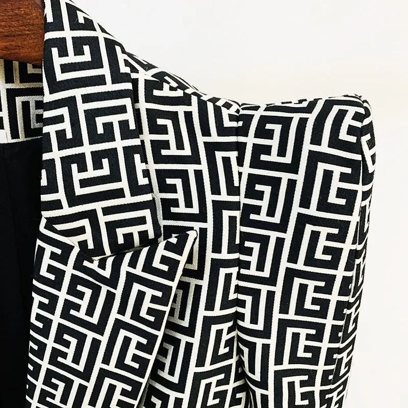 Jacquard Single Button Blazer