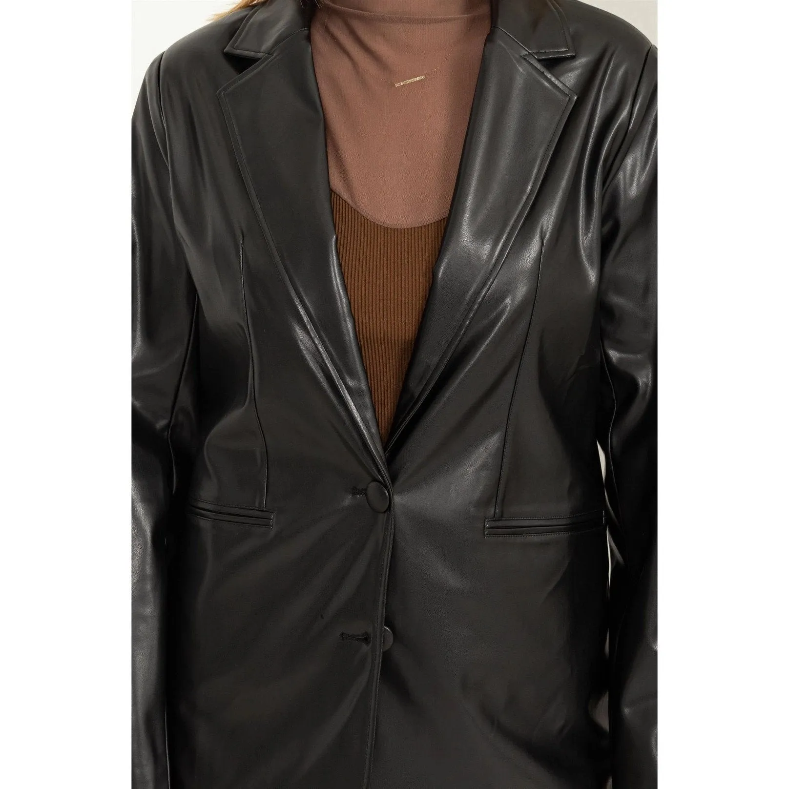 Jenna Vegan Leather Blazer