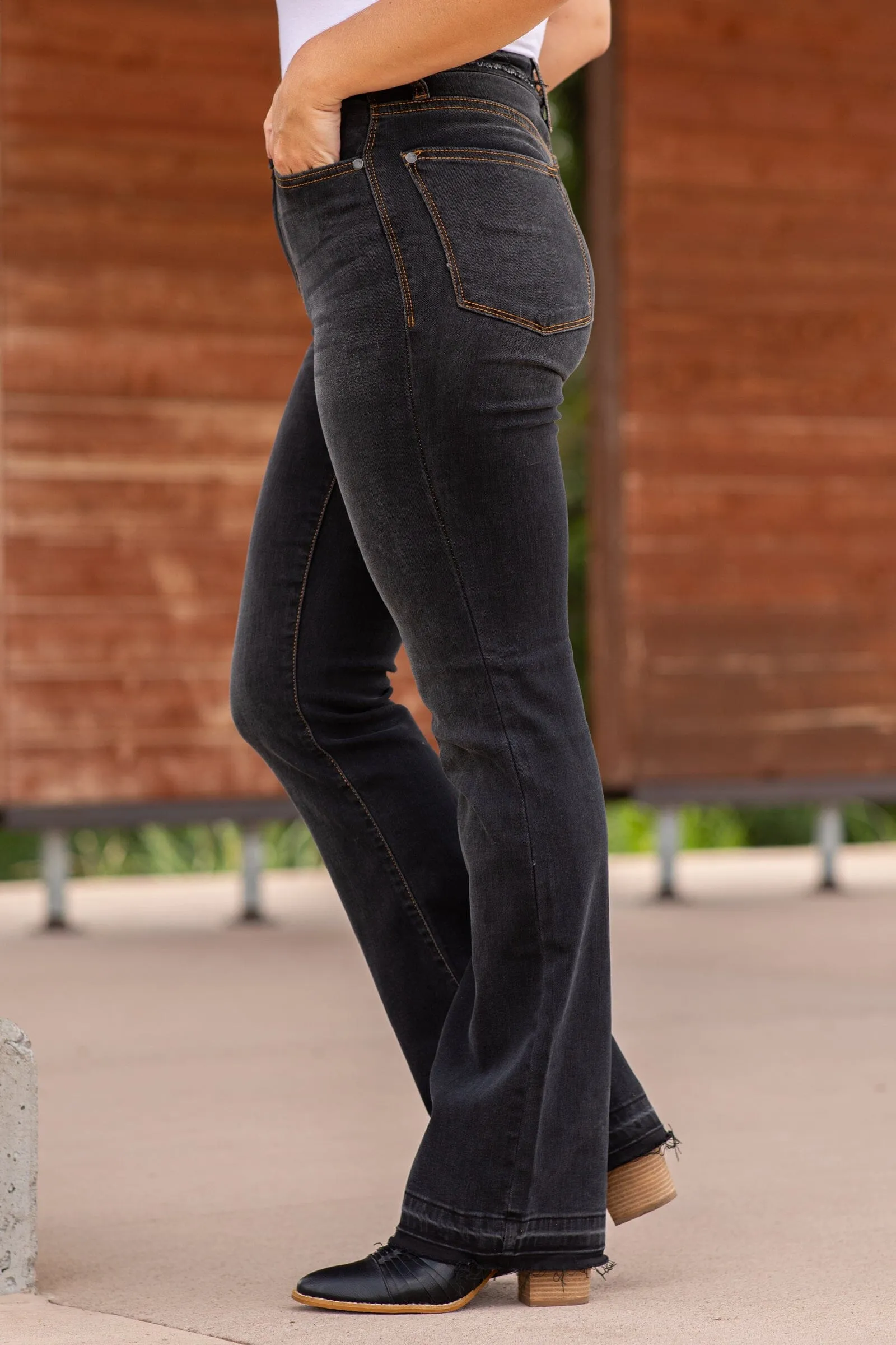 Judy Blue Black Release Hem Bootcut Jeans