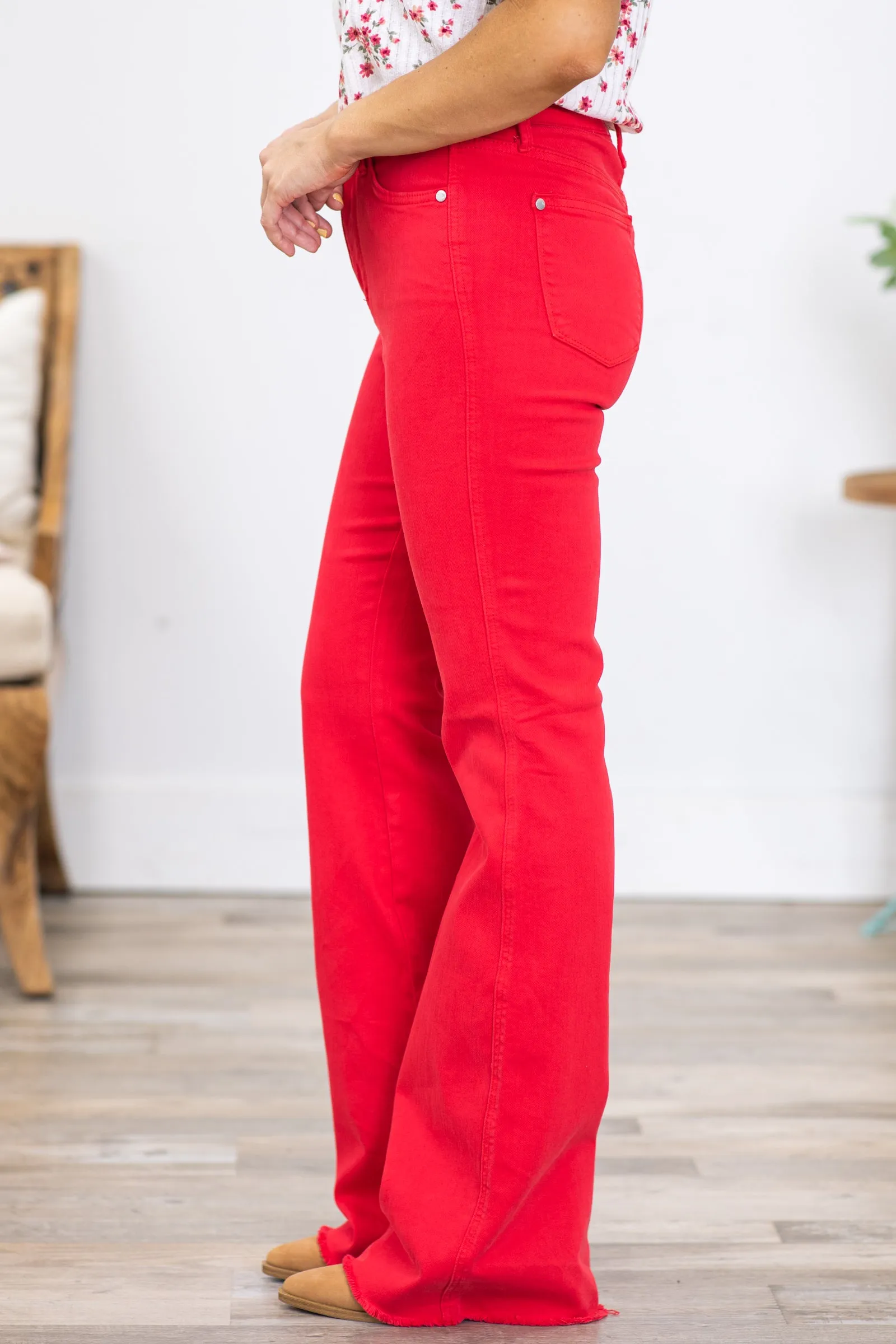 Judy Blue Red Garment Dyed Tummy Control Jeans