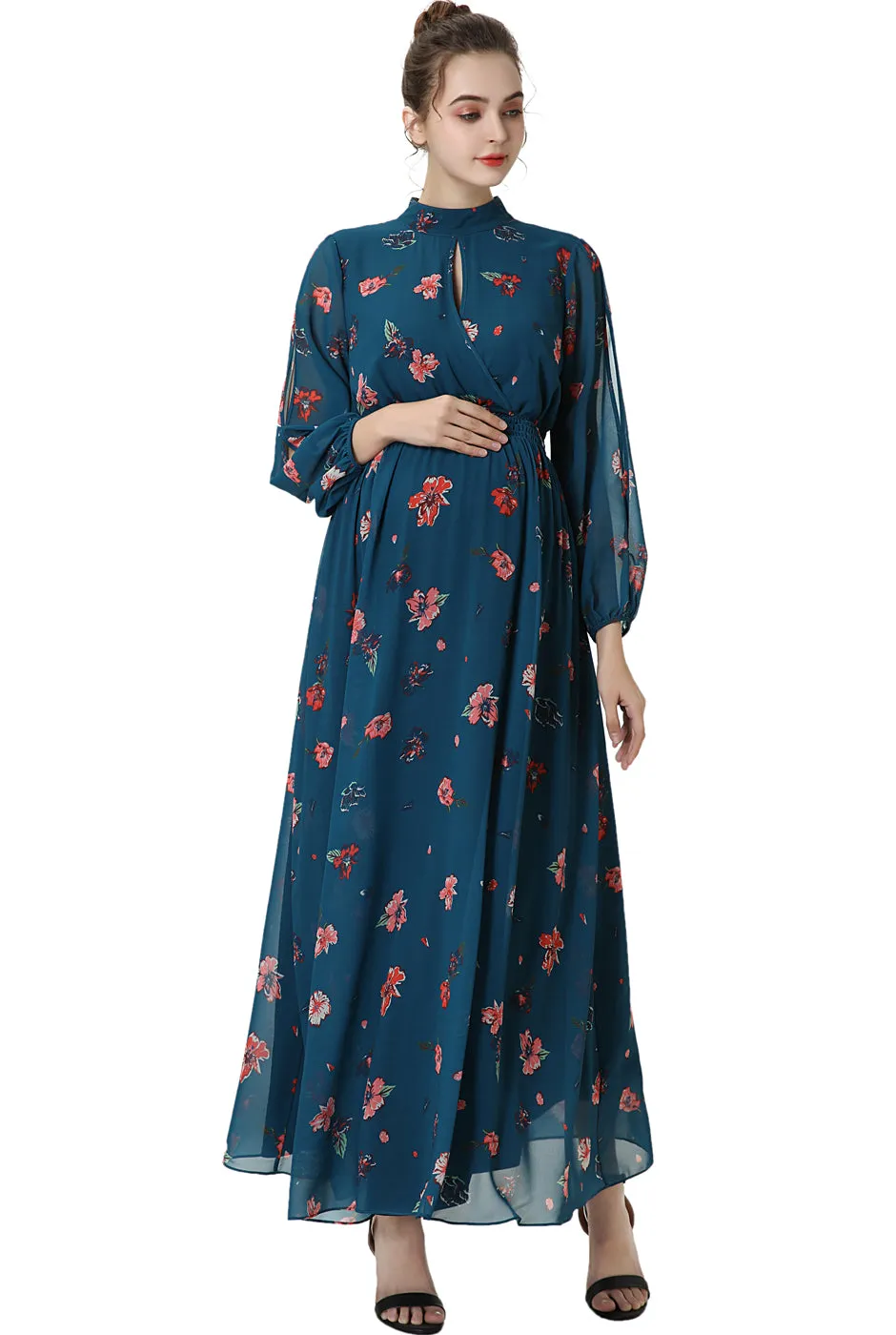 Kimi   Kai Maternity "Finley" Floral Print Maxi Dress