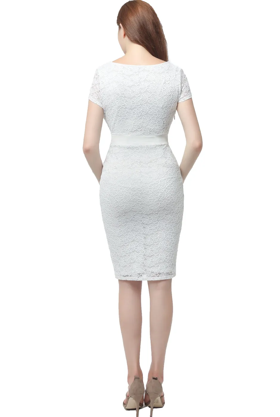 Kimi   Kai Maternity "Lyanna" Lace Trim Midi Dress