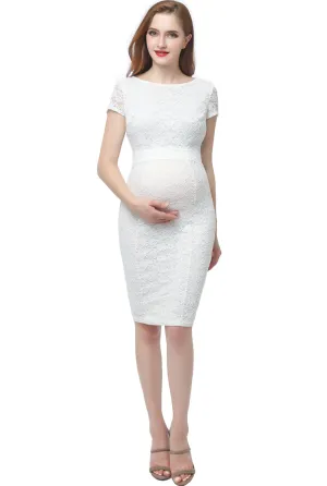 Kimi   Kai Maternity "Lyanna" Lace Trim Midi Dress