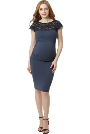 Kimi   Kai Maternity "Morgan" Lace Trim Body-Con Dress