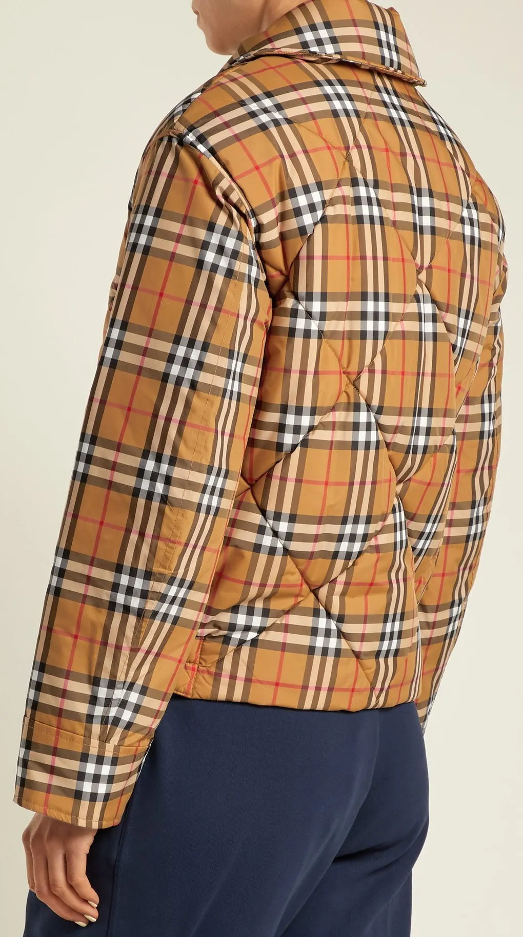 Knowstone Quilted Vintage-Check Bomber Jacket