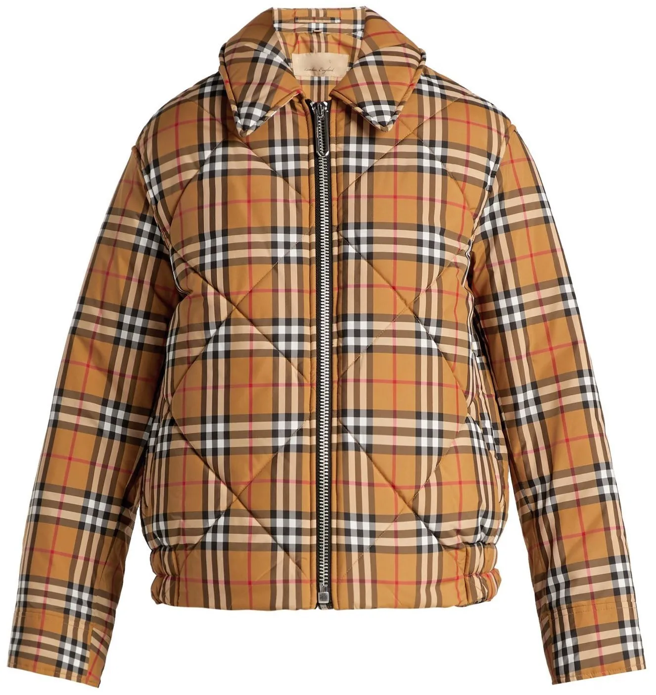 Knowstone Quilted Vintage-Check Bomber Jacket