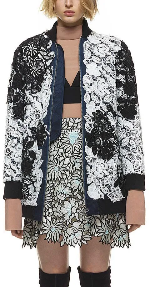 Lace Two-Toned Bomber Jacket
