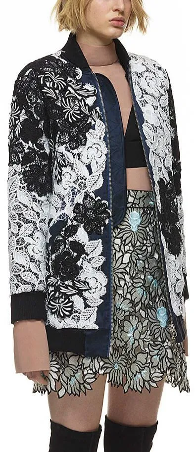 Lace Two-Toned Bomber Jacket