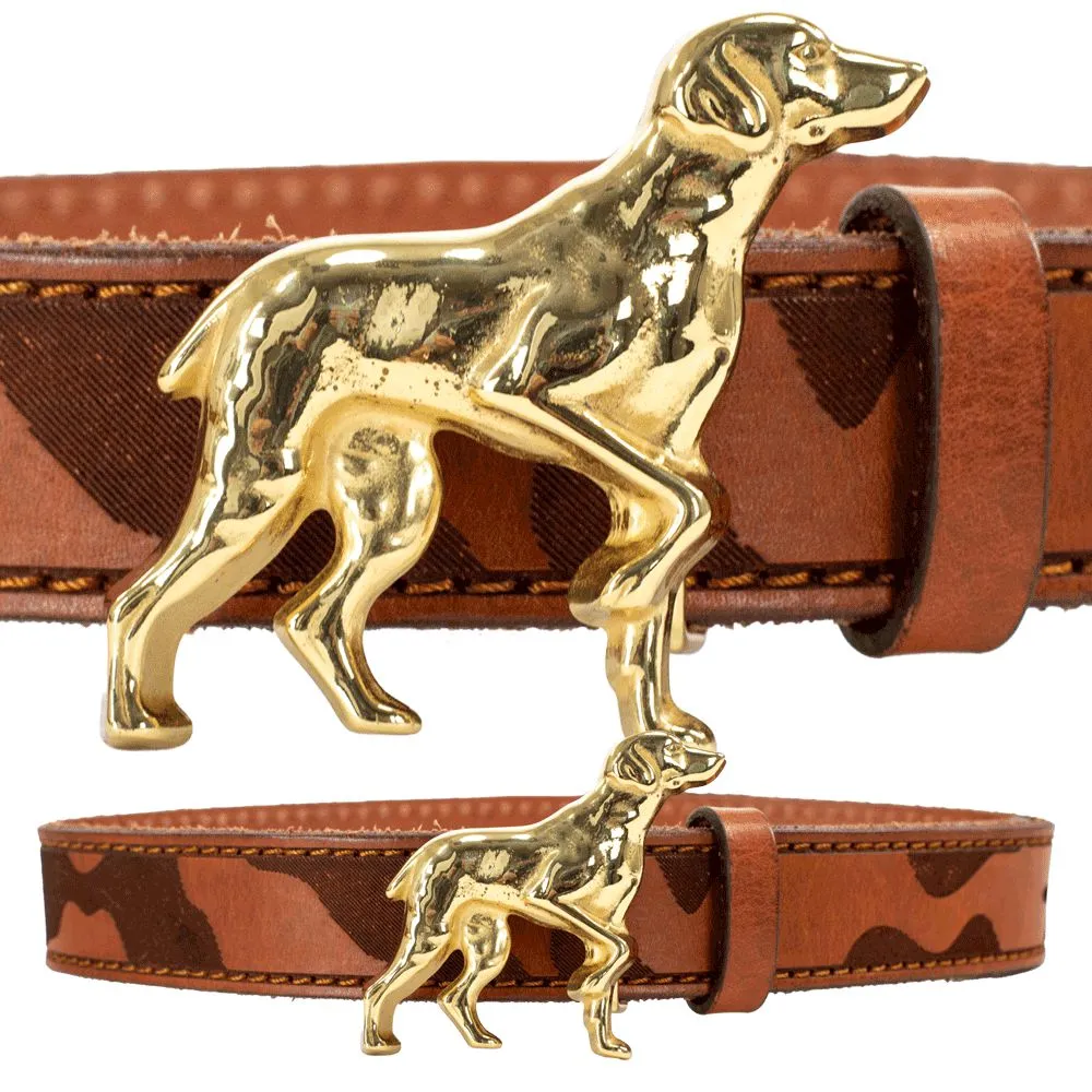 Ladies Leather Camo Pattern Belt with Hunt Dog Buckle