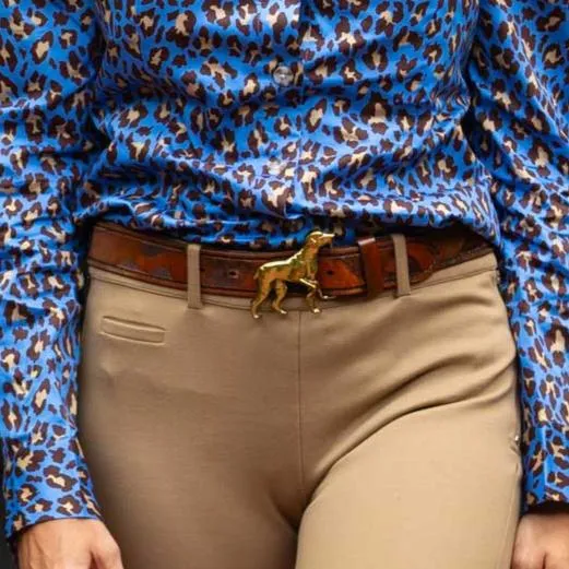 Ladies Leather Camo Pattern Belt with Hunt Dog Buckle