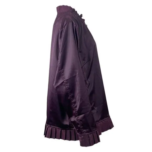 Lane Bryant merlot ruffle trim satin bomber jackets plus size 18/20