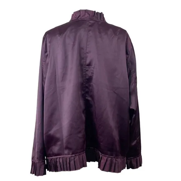 Lane Bryant merlot ruffle trim satin bomber jackets plus size 18/20