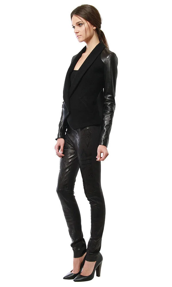 LEATHER SLEEVE BLAZER