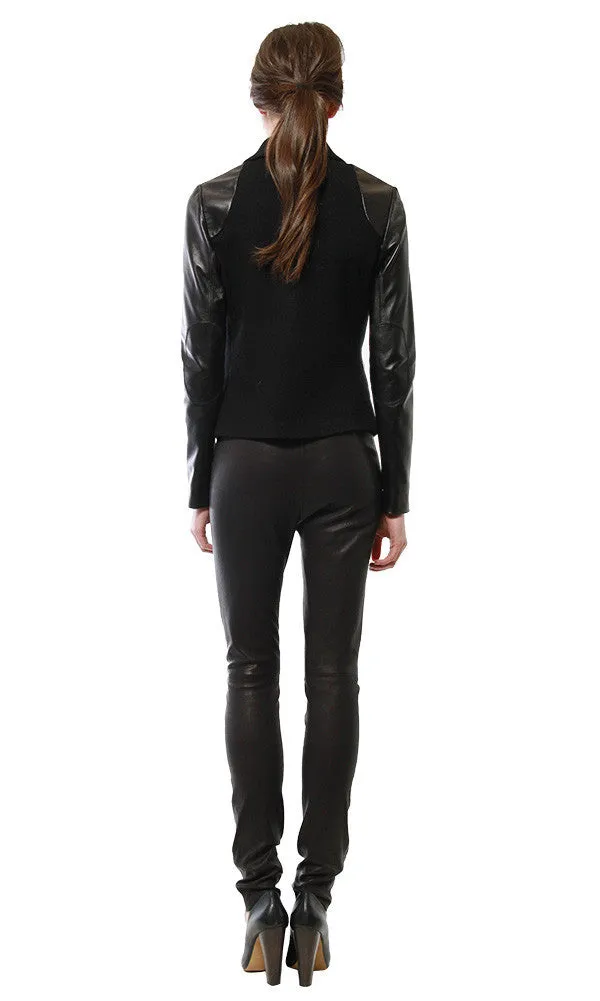 LEATHER SLEEVE BLAZER