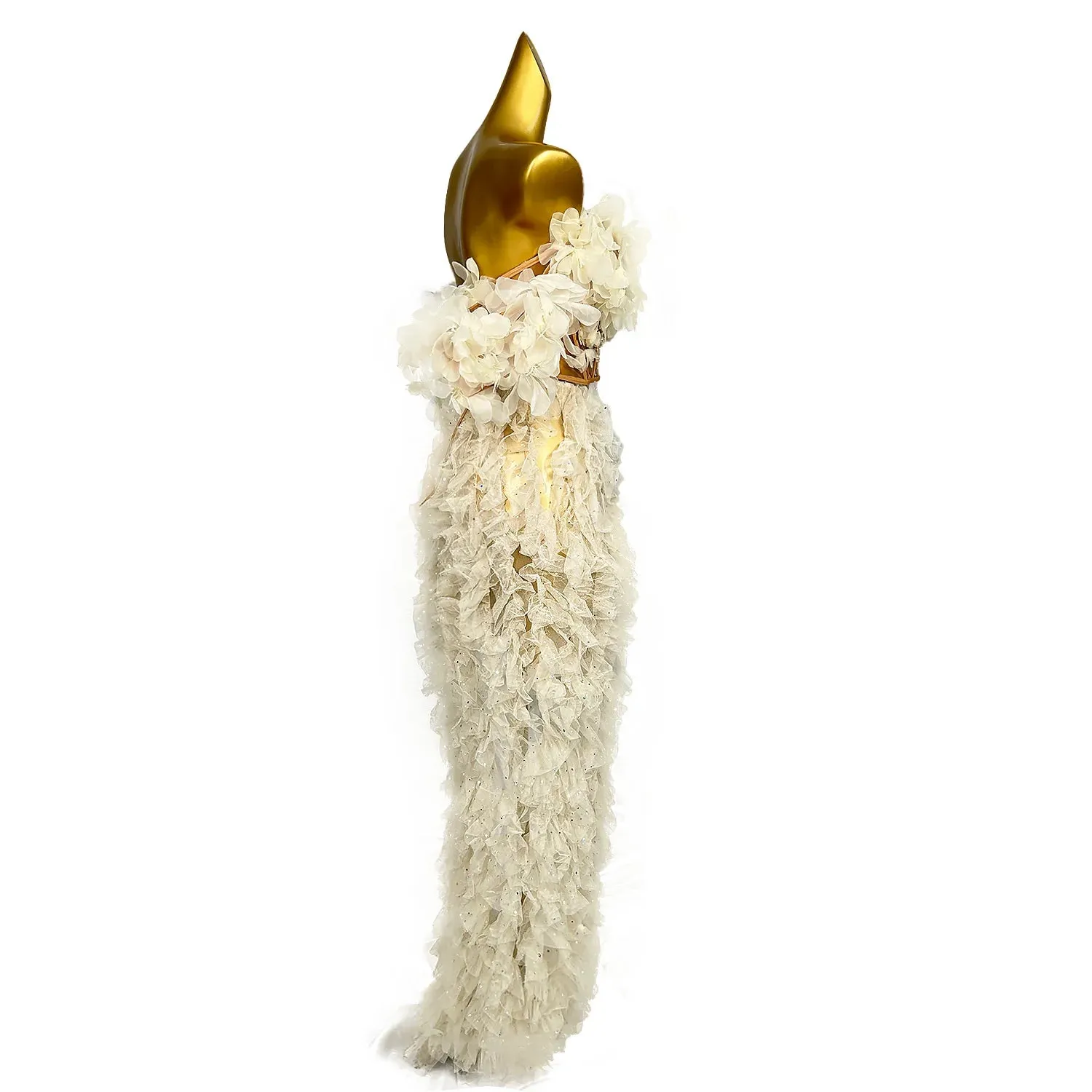 Long Elegant White Flower Evening Dress
