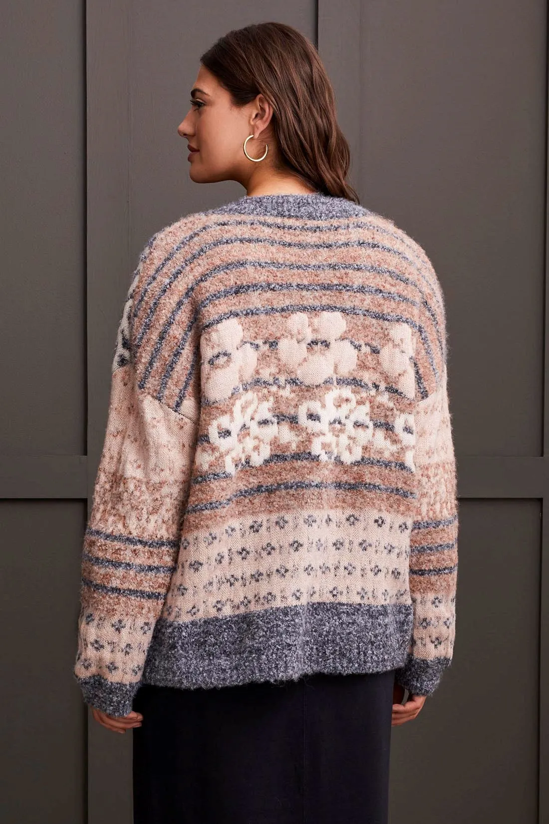 L/S JACQUARD SWEATER CARDIGAN