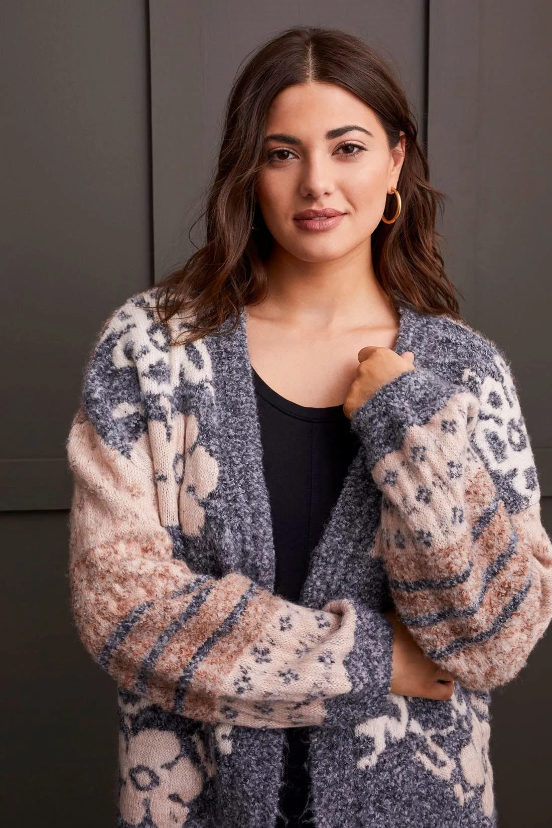 L/S JACQUARD SWEATER CARDIGAN