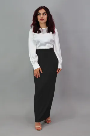 Luxe Silky Spandex Maxi Skirt - Black