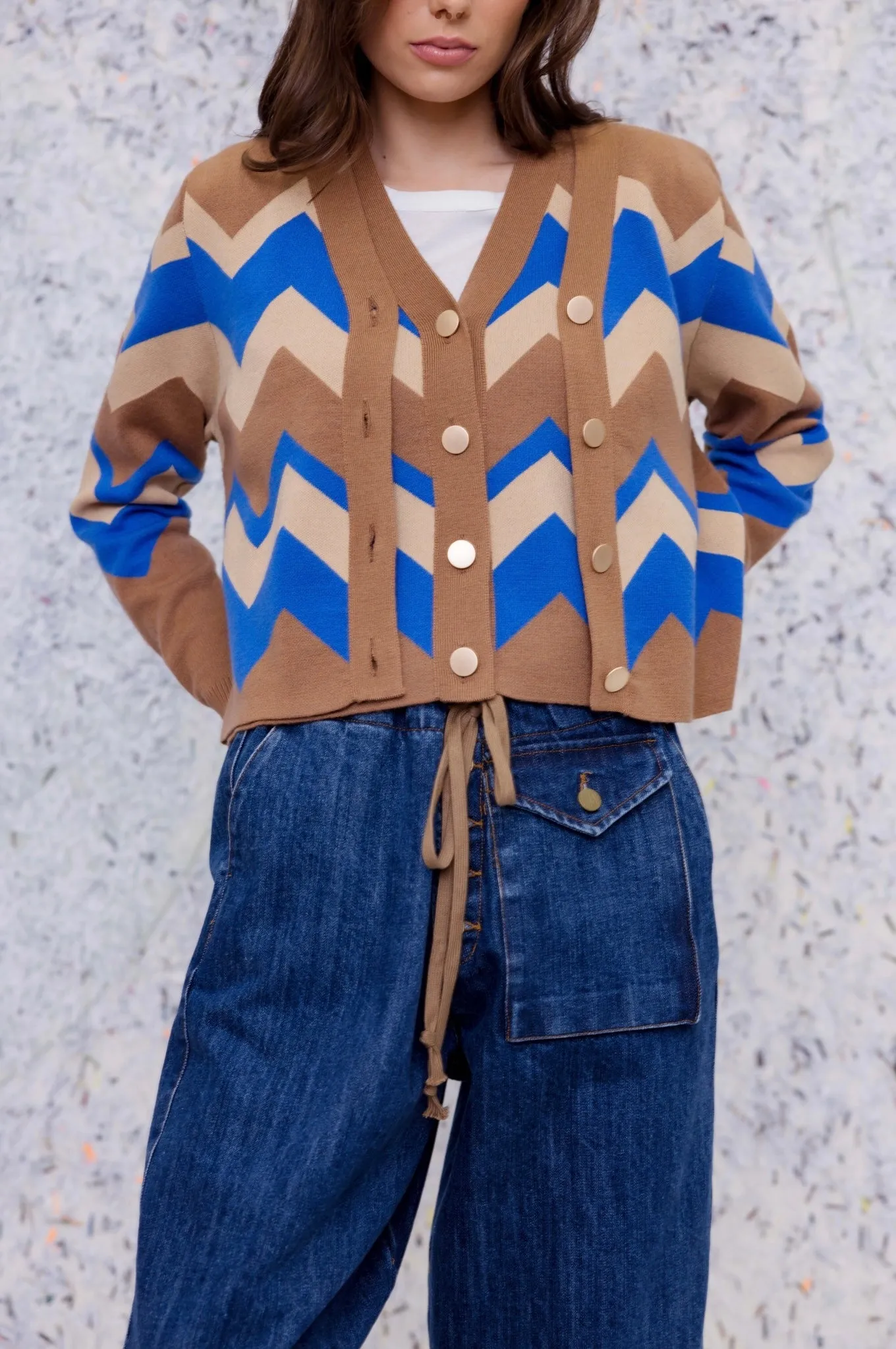 M.A Dainty II SUE Cardigan - Tan/Blue/Beige