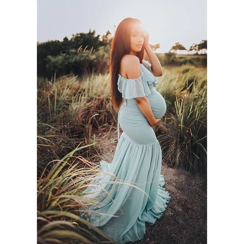 Maternity Cotton Mermaid Trumpet Strapless Pregnant Dress