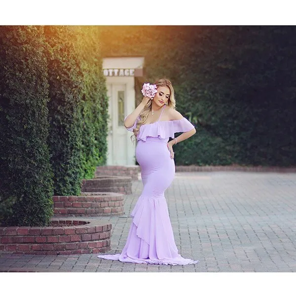 Maternity Cotton Mermaid Trumpet Strapless Pregnant Dress