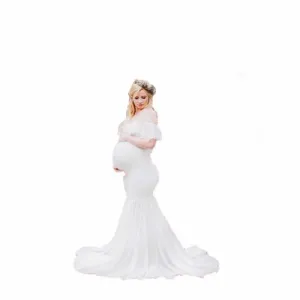 Maternity Cotton Mermaid Trumpet Strapless Pregnant Dress