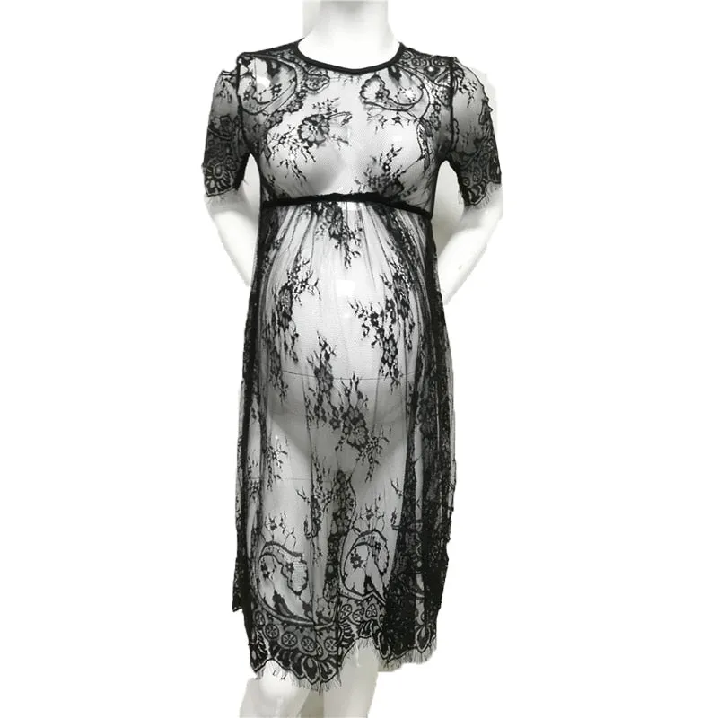 Maternity Photography Props Lace See Through Maternity Dress