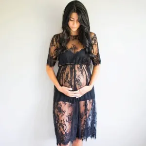Maternity Photography Props Lace See Through Maternity Dress