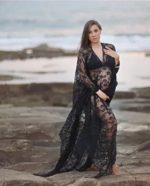 Maternity Photography Props Maxi Dresses See Through Eyelashes Lace