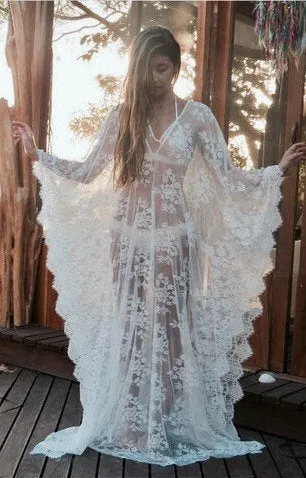 Maternity Photography Props Maxi Dresses See Through Eyelashes Lace