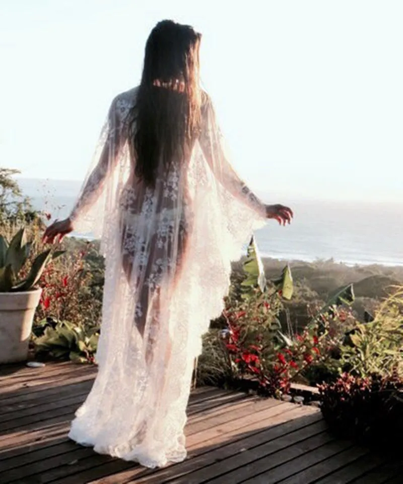 Maternity Photography Props Maxi Dresses See Through Eyelashes Lace