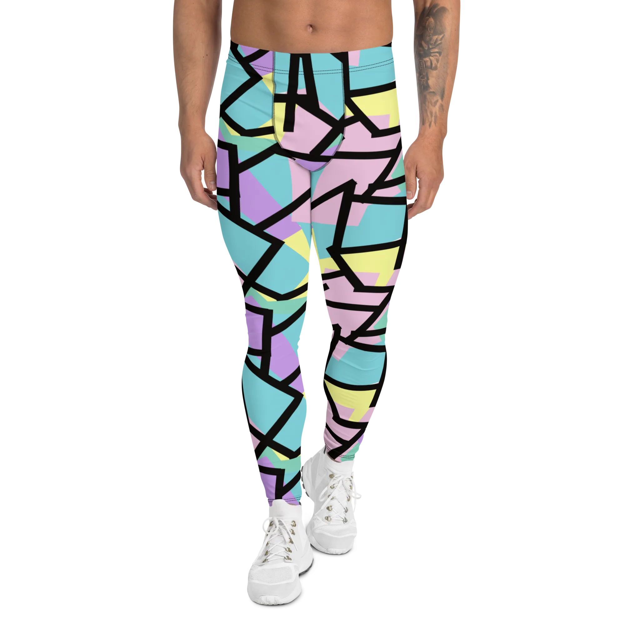 Mens Leggings, Harajuku Pastel Spiral