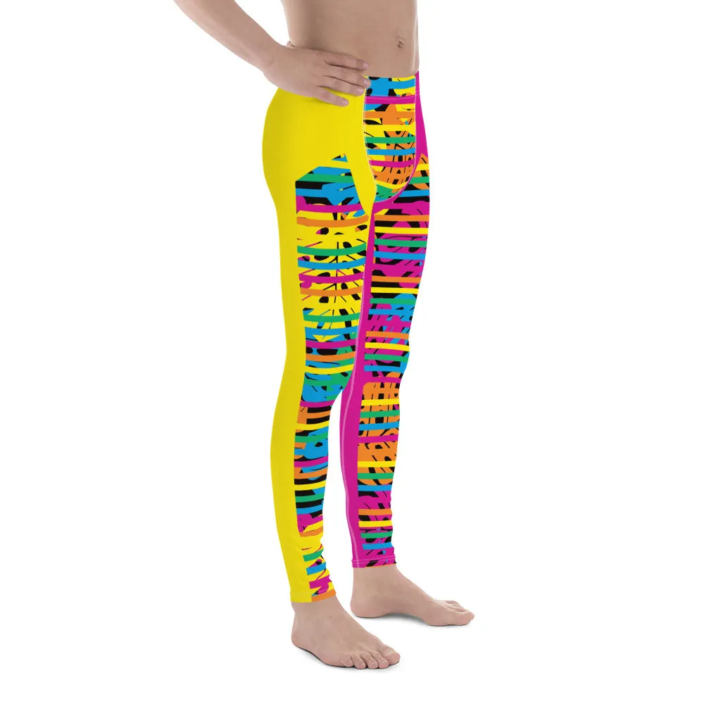 Mens Leggings, Monstera Print