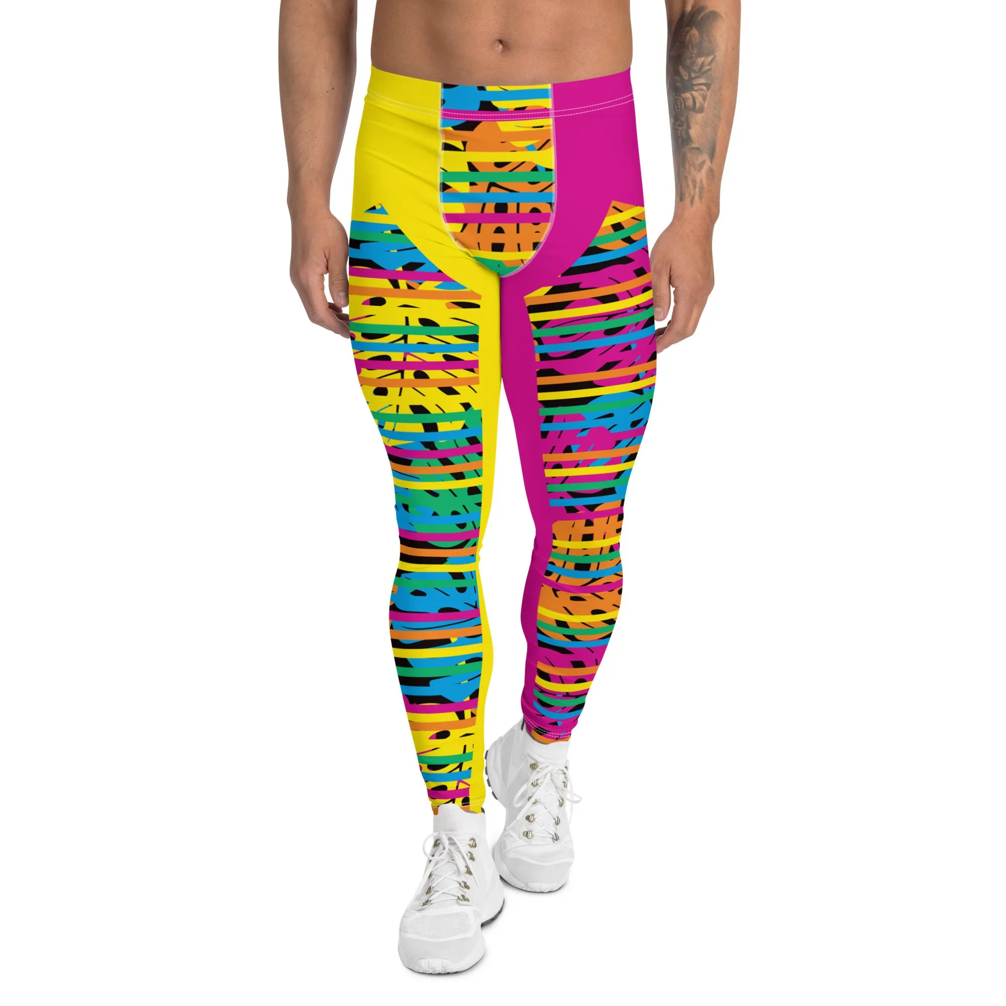 Mens Leggings, Monstera Print