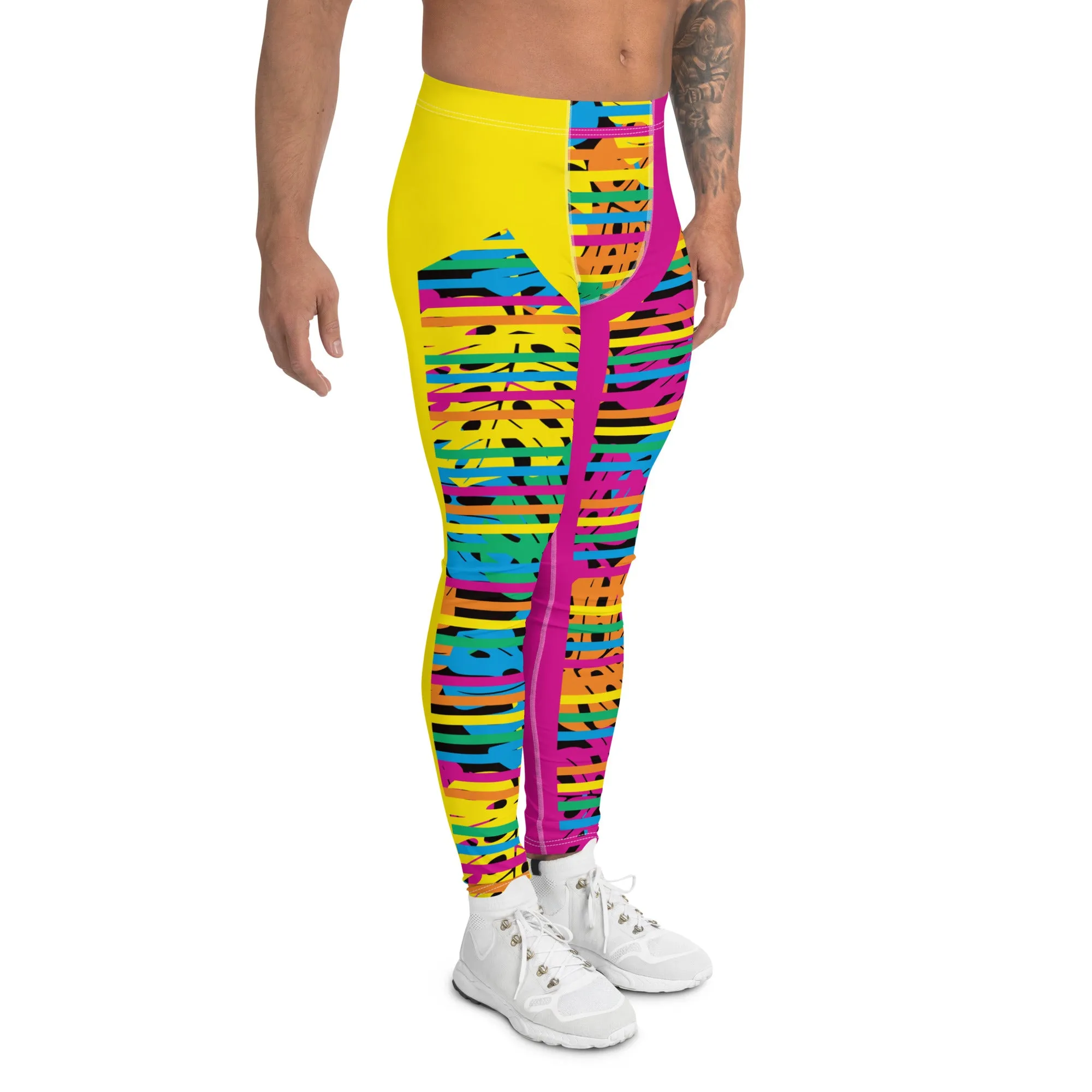 Mens Leggings, Monstera Print